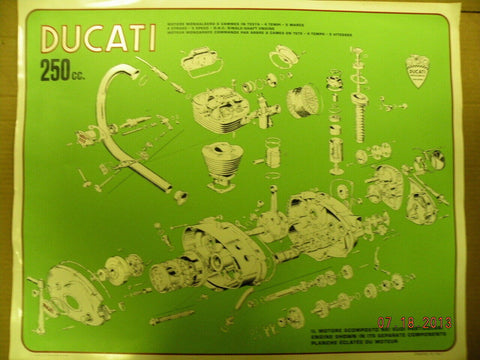 Poster Ducati 250 Engine Italian Vintage Classic Motorcycle advertisement desmo
