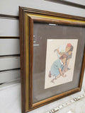 Vintage 1950's Norman Rockwell Painting Knuckles Down Marbles Framed Litho Print