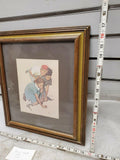 Vintage 1950's Norman Rockwell Painting Knuckles Down Marbles Framed Litho Print