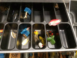 Vtg Lot Box Fishing Lures Bait Line Hooks 50's 60's USA ANTIQUE Spinners Heddon