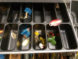 Vtg Lot Box Fishing Lures Bait Line Hooks 50's 60's USA ANTIQUE Spinners Heddon