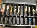 Vtg Lot Box Fishing Lures Bait Line Hooks 50's 60's USA ANTIQUE Spinners Heddon