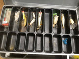 Vtg Lot Box Fishing Lures Bait Line Hooks 50's 60's USA ANTIQUE Spinners Heddon