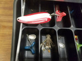 Vtg Lot Box Fishing Lures Bait Line Hooks 50's 60's USA ANTIQUE Spinners Heddon