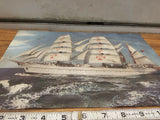 Vintage Antique 3d Ship Sailboat Picture Wall Nautical Sea Ocean Plaque Rustic