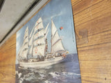 Vintage Antique 3d Ship Sailboat Picture Wall Nautical Sea Ocean Plaque Rustic