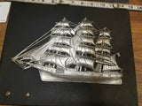 Vintage Antique 3d Ship Sailboat Picture Wall Nautical Sea Ocean Plaque Rustic