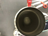 VTG CHROME COCKTAIL SHAKER RED LUCITE HANDLE SPOUT BARWARE MOVIE PROP TAVERN BAR