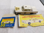 Vintage Nice Lesney Matchbox Toy Car Police Car Ford Galaxie #55 Box White