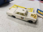 Vintage Nice Lesney Matchbox Toy Car Police Car Ford Galaxie #55 Box White