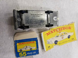 Vintage Nice Lesney Matchbox Toy Car Police Car Ford Galaxie #55 Box White
