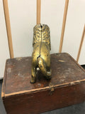 ANTIQUE HUBLEY CAST IRON LION BANK BRONZE SCREW ON LEFT TAIL ON RIGHT PAINTED