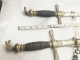 Pair Swords Antique Belt Clauberg Solingen Knights Golden Eagle Militia 1890's