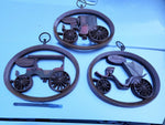 Set of 3 3d Wall Hang Plaques Antique Cars Buggy Vintage USA Mid modern Century