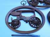 Set of 3 3d Wall Hang Plaques Antique Cars Buggy Vintage USA Mid modern Century