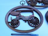 Set of 3 3d Wall Hang Plaques Antique Cars Buggy Vintage USA Mid modern Century