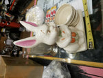 Vintage ceramic porcelain Easter Bunny 1920's 30's ? Antique Basket Planter desk