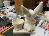 Vintage ceramic porcelain Easter Bunny 1920's 30's ? Antique Basket Planter desk