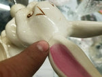 Vintage ceramic porcelain Easter Bunny 1920's 30's ? Antique Basket Planter desk