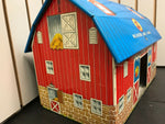 VINTAGE TIN LITHO MEADOW LANE FARMS BARN TOY OHIO ART 1950'S PLAY FARM FARMER