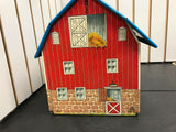 VINTAGE TIN LITHO MEADOW LANE FARMS BARN TOY OHIO ART 1950'S PLAY FARM FARMER