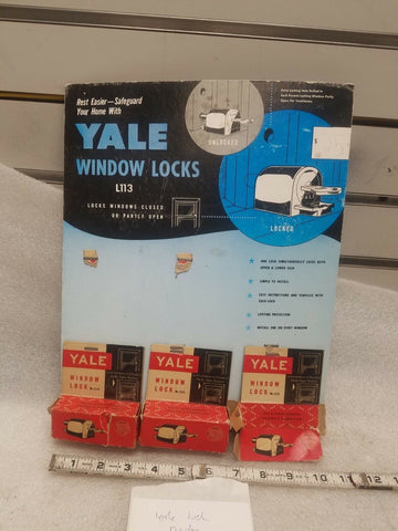 Vintage Yale Window Lock Display Card Store Advertising Man Cave Hardware Antiqu