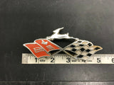 VINTAGE 1961 CHEVY IMPALA REAR SIDE EMBLEM CROSSED FLAGS ORIGINAL OEM PART CAR