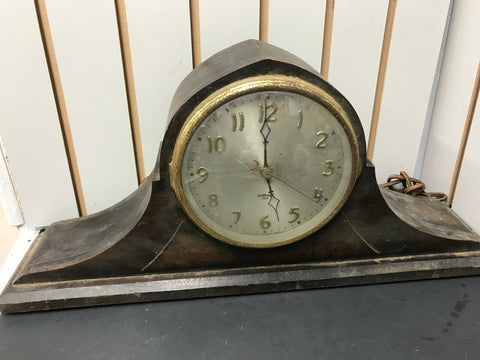 Antique Gilbert Mantle Clock 1807 Tambour Electric Vintage Collectible Wood