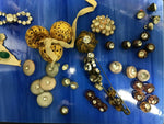 VINTAGE ANTIQUE BUTTONS WITH GEMS ASSORTED SETS 40 + BUTTONS SEW NICE