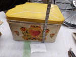 Antique Bread box Tin Hinged 50's ? Vintage Kitchenware Flowers Breadbox Collect