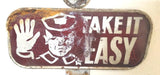 Vtg NOS Motorcycle Harley Relect Hot Rod License Plate Topper 50's Take It Easy!