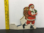 VINTAGE PAPER SANTA CLAUS G.M. CO. NO. 5X-3 TOY SACK CHRISTMAS DECORATION WALL
