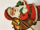 VINTAGE PAPER SANTA CLAUS G.M. CO. NO. 5X-3 TOY SACK CHRISTMAS DECORATION WALL