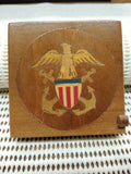 Vtg WW2 Era US Navy Sweetheart Wooden Marqueterie Compact Bliss Bros. Bring Back