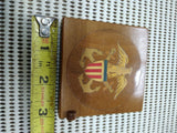 Vtg WW2 Era US Navy Sweetheart Wooden Marqueterie Compact Bliss Bros. Bring Back