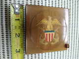 Vtg WW2 Era US Navy Sweetheart Wooden Marqueterie Compact Bliss Bros. Bring Back