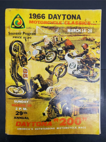 Vtg AMA 1966 Daytona 200 Motorcycle Race Classics Souvenir Program/Magazine Nice
