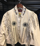 XL Womens Sunriders Off White Leather Fringe Western Jacket
