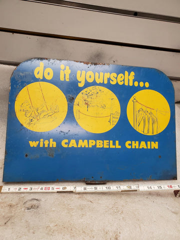 Vintage Campbell Chain Sign Advertising Sports Equipment Tin 50's? Store Dealer