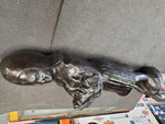 Vintage Metal Sculpture Mother Nursing Baby Art 18" Tall Cast? Antique Tramp art