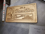 Vintage Hamilton Tool Company Advertising Alum Tag Dealer Sign 6x4 equipment