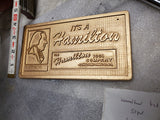 Vintage Hamilton Tool Company Advertising Alum Tag Dealer Sign 6x4 equipment