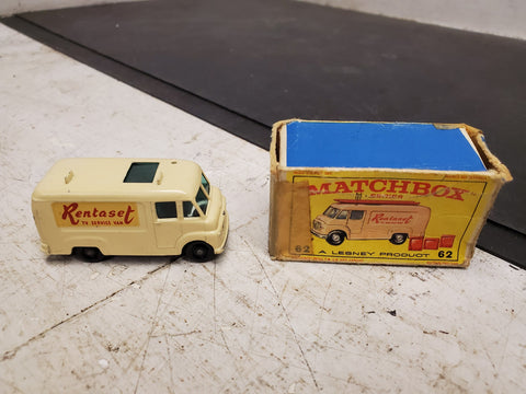 Vintage Matchbox Series no. 62 White TV Service Van with original box toy car