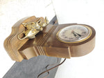 Vintage Sessions greyhound with kid wooden mantle clock working collectable