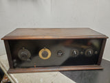 Vintage antique tube radio receiver wooden cabinet casing for parts or repair