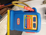 Vintage Little Tikes blue orange yellow hard plastic toy gas pump with bell