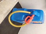 Vintage Little Tikes blue orange yellow hard plastic toy gas pump with bell