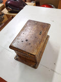 Vintage wooden crank telephone turned into hinged jewelry storage box antique