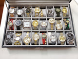 Glass & leather case that fits & has 24 watches Rosra Mingro Tiedan Quartz more