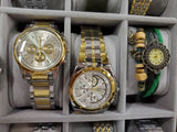 Glass & leather case that fits & has 24 watches Rosra Mingro Tiedan Quartz more